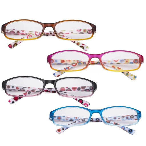 eyekeeper.com 4 Pack Reading Glasses with Cute Polka Dots Temples R908PC Eyeglasses White Smoke 4 Pairs Mix / +0.50,4 Pairs Mix / +0.75,4 Pairs Mix / +1.00,4 Pairs Mix / +1.25,4 Pairs Mix / +1.50,4 Pairs Mix / +1.75,4 Pairs Mix / +2.00,4 Pairs Mix / +2.25,4 Pairs Mix / +2.50,4 Pairs Mix / +3.00,4 Pairs Mix / +3.50,4 Pairs Mix / +4.00