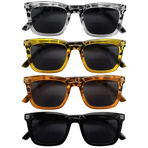 eyekeeper.com 4 Pack Rectangle Bifocal Reading Sunglasses SBR2109 Sunglasses White Smoke 4 Pairs Mix / +1.00,4 Pairs Mix / +1.50,4 Pairs Mix / +2.00,4 Pairs Mix / +2.50,4 Pairs Mix / +3.00