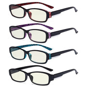 eyekeeper.com 4 Pack Rectangle Blue Light Filter Readers UVR9105 Eyeglasses White Smoke 4 Pairs Mix / without magnification,4 Pairs Mix / +0.50,4 Pairs Mix / +0.75,4 Pairs Mix / +1.00,4 Pairs Mix / +1.25,4 Pairs Mix / +1.50,4 Pairs Mix / +1.75,4 Pairs Mix / +2.00,4 Pairs Mix / +2.50,4 Pairs Mix / +3.00