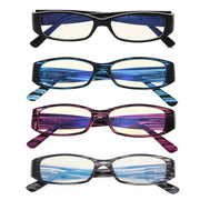 eyekeeper.com 4 Pack Rectangle Blue Light Filter Reading Glasses UVR081 Eyeglasses White Smoke 4 Pairs Mix / without magnification