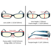 eyekeeper.com 4 Pack Rectangle Blue Light Filter Reading Glasses UVR081 Eyeglasses White Smoke 4 Pairs Mix / without magnification