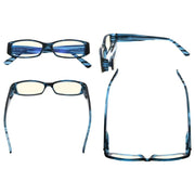 eyekeeper.com 4 Pack Rectangle Blue Light Filter Reading Glasses UVR081 Eyeglasses White Smoke 4 Pairs Mix / without magnification