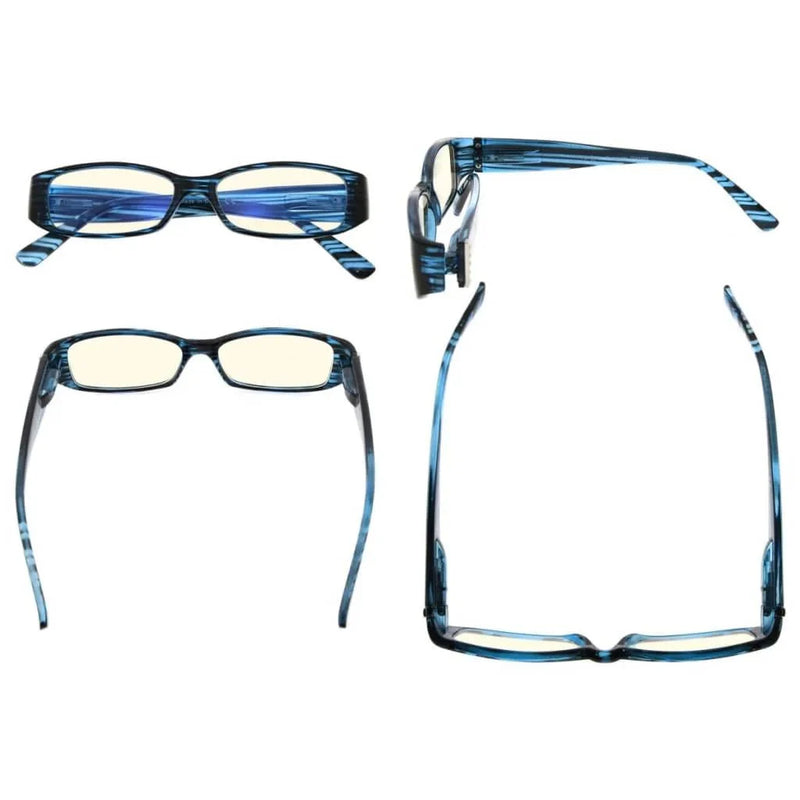 eyekeeper.com 4 Pack Rectangle Blue Light Filter Reading Glasses UVR081 Eyeglasses White Smoke 4 Pairs Mix / without magnification