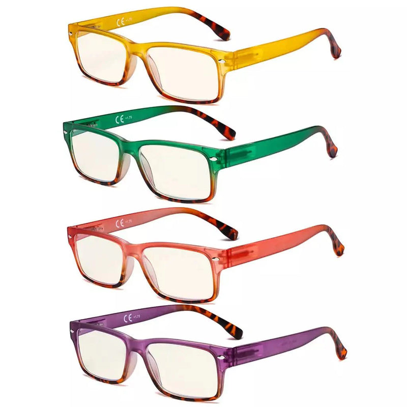 eyekeeper.com 4 Pack Rectangle Blue Light Filter Reading Glasses UVR108D Eyeglasses White Smoke 4 Pairs Mix / +0.50,4 Pairs Mix / +0.75,4 Pairs Mix / +1.00,4 Pairs Mix / +1.50,4 Pairs Mix / +2.00,4 Pairs Mix / +2.50,4 Pairs Mix / +3.00