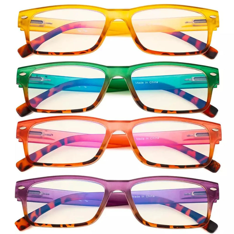 eyekeeper.com 4 Pack Rectangle Blue Light Filter Reading Glasses UVR108D Eyeglasses White Smoke 4 Pairs Mix / +0.50,4 Pairs Mix / +0.75,4 Pairs Mix / +1.00,4 Pairs Mix / +1.50,4 Pairs Mix / +2.00,4 Pairs Mix / +2.50,4 Pairs Mix / +3.00