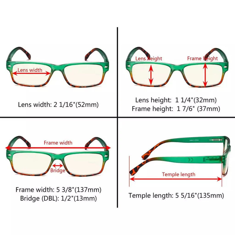 eyekeeper.com 4 Pack Rectangle Blue Light Filter Reading Glasses UVR108D Eyeglasses White Smoke 4 Pairs Mix / +0.50,4 Pairs Mix / +0.75,4 Pairs Mix / +1.00,4 Pairs Mix / +1.50,4 Pairs Mix / +2.00,4 Pairs Mix / +2.50,4 Pairs Mix / +3.00