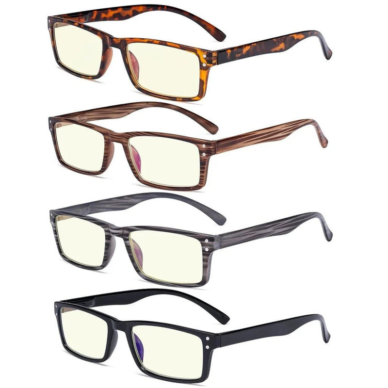 eyekeeper.com 4 Pack Rectangle Chic Blue Light Filter Eyeglasses UVR057 Eyeglasses White Smoke 4 Pairs Mix / without magnification,4 Pairs Mix / +0.50,4 Pairs Mix / +0.75,4 Pairs Mix / +1.00,4 Pairs Mix / +1.25,4 Pairs Mix / +1.50,4 Pairs Mix / +2.00,4 Pairs Mix / +2.25,4 Pairs Mix / +2.50,4 Pairs Mix / +2.75,4 Pairs Mix / +3.00,4 Pairs Mix / +3.50