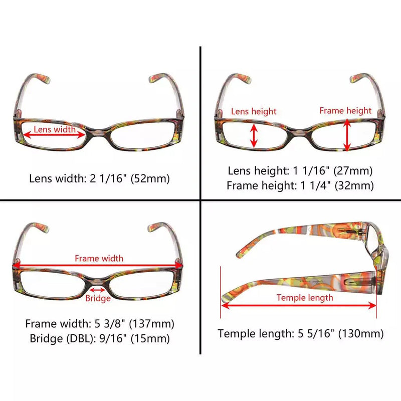 eyekeeper.com 4 Pack Rectangle Fashion Pattern Arms Reading Glasses R040G Eyeglasses White Smoke 4 Pairs Mix / +0.50,4 Pairs Mix / +0.75,4 Pairs Mix / +1.00,4 Pairs Mix / +1.25,4 Pairs Mix / +1.50,4 Pairs Mix / +1.75,4 Pairs Mix / +2.00,4 Pairs Mix / +2.25,4 Pairs Mix / +2.50,4 Pairs Mix / +2.75,4 Pairs Mix / +3.00,4 Pairs Mix / +3.50,4 Pairs Mix / +