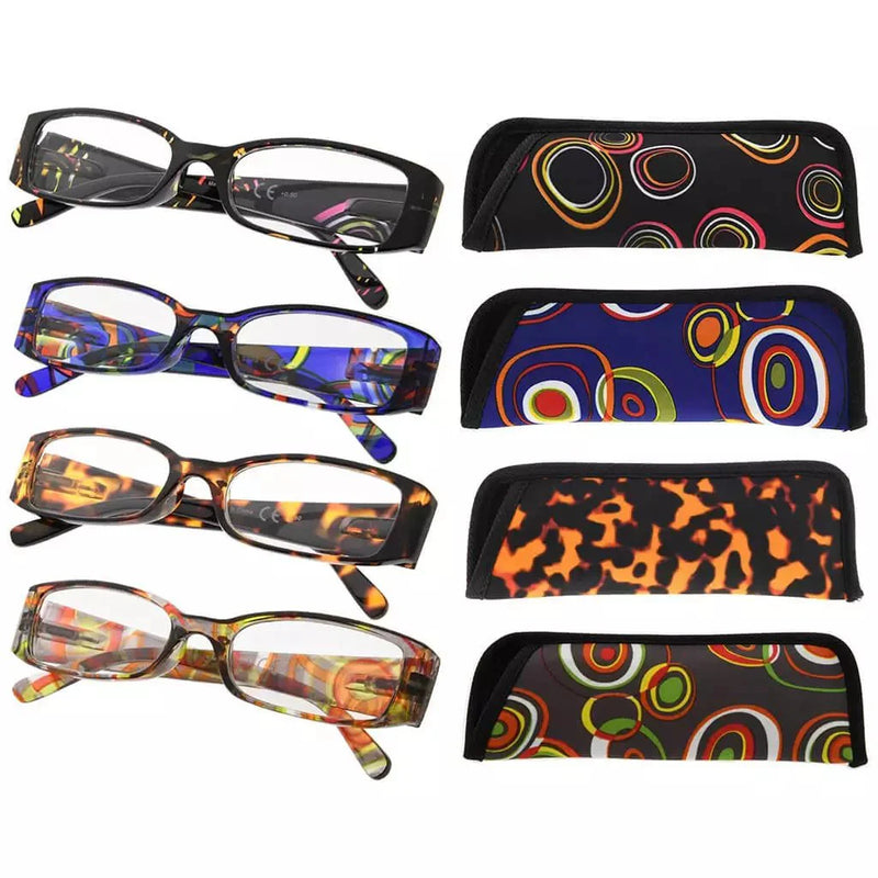eyekeeper.com 4 Pack Rectangle Fashion Pattern Arms Reading Glasses R040G Eyeglasses White Smoke 4 Pairs Mix / +0.50,4 Pairs Mix / +0.75,4 Pairs Mix / +1.00,4 Pairs Mix / +1.25,4 Pairs Mix / +1.50,4 Pairs Mix / +1.75,4 Pairs Mix / +2.00,4 Pairs Mix / +2.25,4 Pairs Mix / +2.50,4 Pairs Mix / +2.75,4 Pairs Mix / +3.00,4 Pairs Mix / +3.50,4 Pairs Mix / +