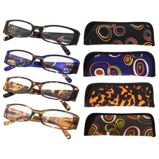 eyekeeper.com 4 Pack Rectangle Reading Glasses Retro Readers R040G Eyeglasses Tan 4 Pairs Mix / +0.50,4 Pairs Mix / +0.75,4 Pairs Mix / +1.00,4 Pairs Mix / +1.50,4 Pairs Mix / +1.75