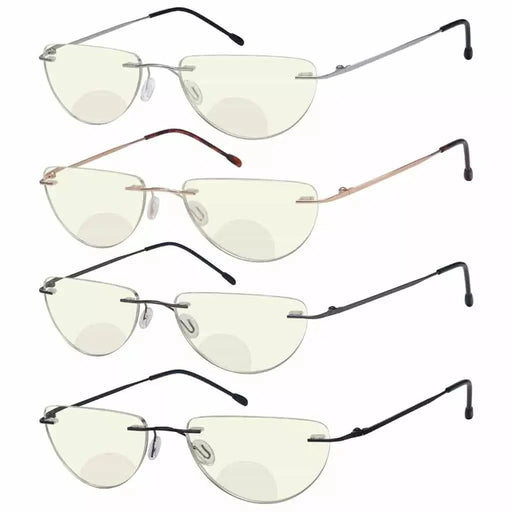 eyekeeper.com 4 Pack Rimless Blue Light Filter Bifocal Readers BRL2UV Eyeglasses White Smoke 4 Pairs Mix / +1.00,4 Pairs Mix / +1.50,4 Pairs Mix / +1.75,4 Pairs Mix / +2.00,4 Pairs Mix / +2.50,4 Pairs Mix / +3.00,4 Pairs Mix / +3.50,4 Pairs Mix / +4.00