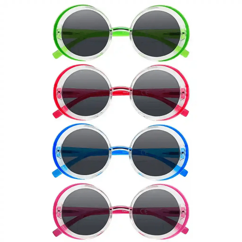 eyekeeper.com 4 Pack Round Bifocal Reading Sunglasses SBR2005C Sunglasses White Smoke 4 Pairs Mix / +1.00,4 Pairs Mix / +1.50,4 Pairs Mix / +1.75,4 Pairs Mix / +2.00,4 Pairs Mix / +2.50,4 Pairs Mix / +3.00