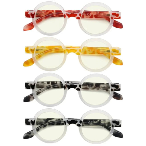 eyekeeper.com 4 Pack Round Blue Light Filter Reading Glasses UVR2007Z Eyeglasses White Smoke 4 Pairs Mix / without magnification,4 Pairs Mix / +0.50,4 Pairs Mix / +0.75,4 Pairs Mix / +1.00,4 Pairs Mix / +1.25,4 Pairs Mix / +1.50,4 Pairs Mix / +1.75,4 Pairs Mix / +2.00,4 Pairs Mix / +2.50,4 Pairs Mix / +3.00