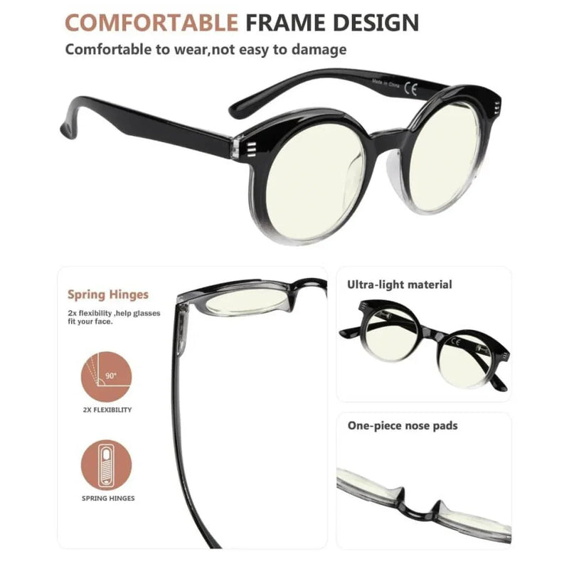 eyekeeper.com 4 Pack Round Chic Blue Light Filter Reading Glasses UVR2032 Eyeglasses White Smoke 4 Pairs Mix / without magnification,4 Pairs Mix / +0.50,4 Pairs Mix / +0.75,4 Pairs Mix / +1.00,4 Pairs Mix / +1.25,4 Pairs Mix / +1.50,4 Pairs Mix / +1.75,4 Pairs Mix / +2.00,4 Pairs Mix / +2.50,4 Pairs Mix / +3.00