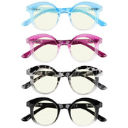 eyekeeper.com 4 Pack Round Chic Blue Light Filter Reading Glasses UVR2032 Eyeglasses White Smoke 4 Pairs Mix / without magnification,4 Pairs Mix / +0.50,4 Pairs Mix / +0.75,4 Pairs Mix / +1.00,4 Pairs Mix / +1.25,4 Pairs Mix / +1.50,4 Pairs Mix / +1.75,4 Pairs Mix / +2.00,4 Pairs Mix / +2.50,4 Pairs Mix / +3.00