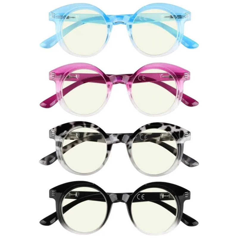 eyekeeper.com 4 Pack Round Chic Blue Light Filter Reading Glasses UVR2032 Eyeglasses White Smoke 4 Pairs Mix / without magnification,4 Pairs Mix / +0.50,4 Pairs Mix / +0.75,4 Pairs Mix / +1.00,4 Pairs Mix / +1.25,4 Pairs Mix / +1.50,4 Pairs Mix / +1.75,4 Pairs Mix / +2.00,4 Pairs Mix / +2.50,4 Pairs Mix / +3.00