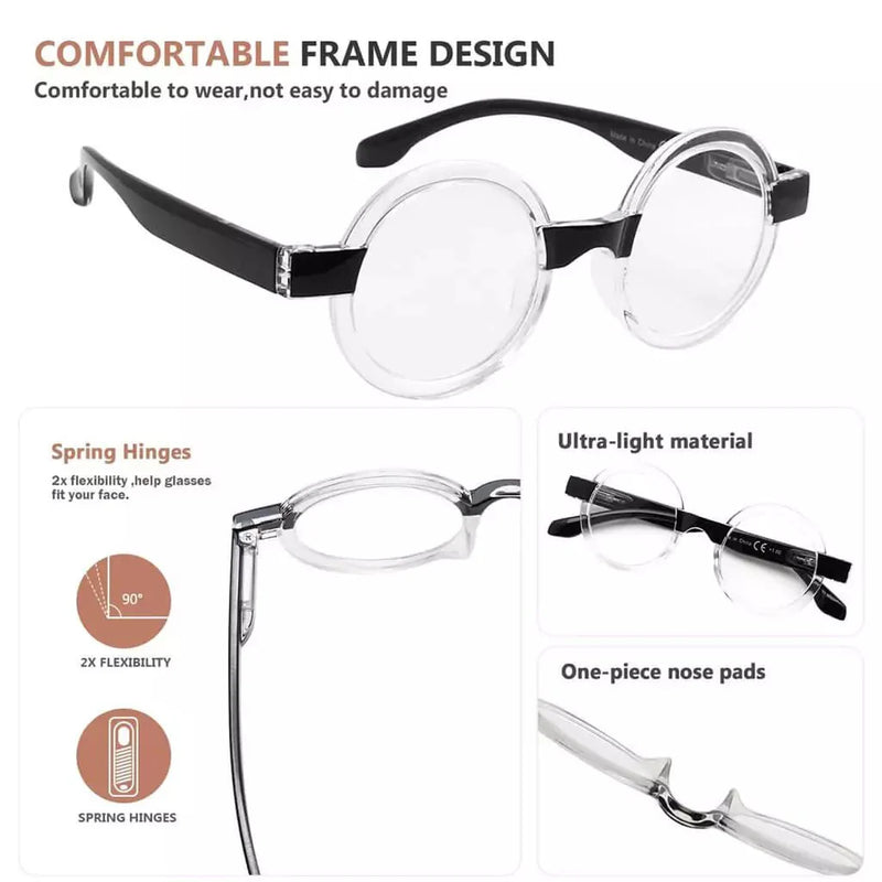 eyekeeper.com 4 Pack Round Cute Reading Glasses Vintage Stylish Readers R2007T Eyeglasses White Smoke 4 Pairs Mix / without magnification,4 Pairs Mix / +0.50,4 Pairs Mix / +0.75,4 Pairs Mix / +1.00,4 Pairs Mix / +1.25,4 Pairs Mix / +1.50,4 Pairs Mix / +1.75,4 Pairs Mix / +2.00,4 Pairs Mix / +2.25,4 Pairs Mix / +2.50,4 Pairs Mix / +2.75,4 Pairs Mix / +3.00