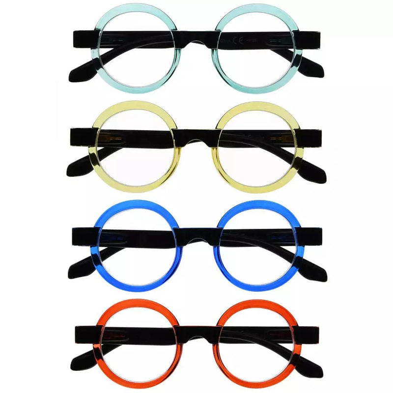 eyekeeper.com 4 Pack Round Retro Design Reading Glasses Small Fun Readers R2007C Eyeglasses White Smoke 4 Pairs Mix / without magnification,4 Pairs Mix / +0.50,4 Pairs Mix / +0.75,4 Pairs Mix / +1.00,4 Pairs Mix / +1.25,4 Pairs Mix / +1.50,4 Pairs Mix / +1.75,4 Pairs Mix / +2.00,4 Pairs Mix / +2.25,4 Pairs Mix / +2.50,4 Pairs Mix / +2.75,4 Pairs Mix / +3.00