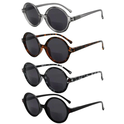 eyekeeper.com 4 Pack Round Stylish Bifocal Reading Sunglasses SBR2025 Sunglasses White Smoke 4 Pairs Mix / +1.00,4 Pairs Mix / +1.50,4 Pairs Mix / +1.75,4 Pairs Mix / +3.00,4 Pairs Mix / +3.50