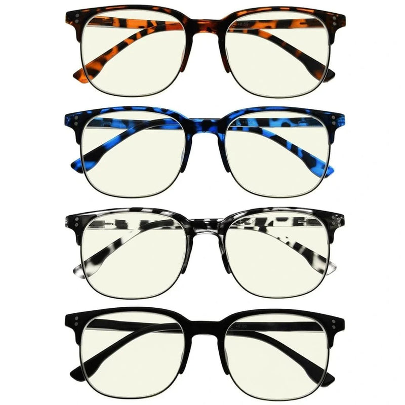 eyekeeper.com 4 Pack Semi-rim Blue Light Filter Readers UVR9114 Eyeglasses White Smoke 4 Pairs Mix / without magnification,4 Pairs Mix / +0.50,4 Pairs Mix / +0.75,4 Pairs Mix / +1.00,4 Pairs Mix / +1.25,4 Pairs Mix / +1.50,4 Pairs Mix / +1.75,4 Pairs Mix / +2.00,4 Pairs Mix / +2.50,4 Pairs Mix / +3.00