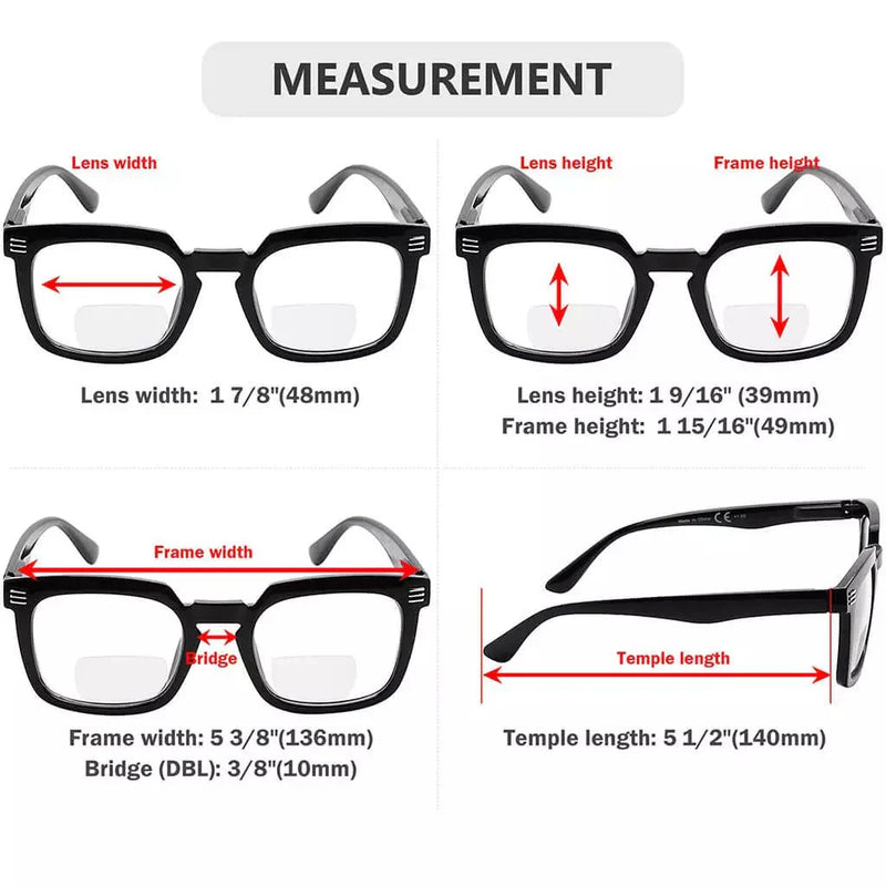 eyekeeper.com 4 Pack Square Bifocal Reading Glasses BR2104 Eyeglasses White Smoke 4 Pairs Mix / +1.00,4 Pairs Mix / +1.50,4 Pairs Mix / +2.00,4 Pairs Mix / +2.50,4 Pairs Mix / +3.00