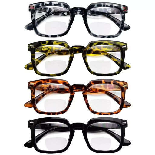 eyekeeper.com 4 Pack Square Bifocal Reading Glasses BR2104 Eyeglasses White Smoke 4 Pairs Mix / +1.00,4 Pairs Mix / +1.50,4 Pairs Mix / +2.00,4 Pairs Mix / +2.50,4 Pairs Mix / +3.00