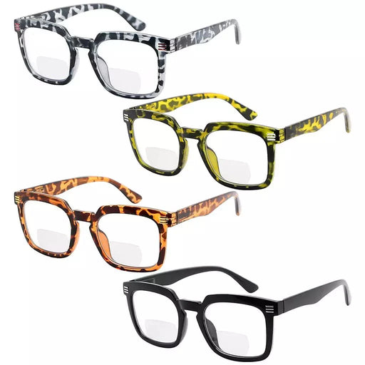 eyekeeper.com 4 Pack Square Bifocal Reading Glasses BR2104 Eyeglasses White Smoke 4 Pairs Mix / +1.00,4 Pairs Mix / +1.50,4 Pairs Mix / +2.00,4 Pairs Mix / +2.50,4 Pairs Mix / +3.00