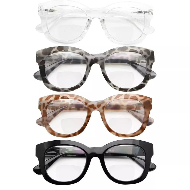 eyekeeper.com 4 Pack Bifocal Reading Glasses Oversized Square Readers BR1555 Eyeglasses White Smoke 4 Pairs Mix / +1.00,4 Pairs Mix / +1.50,4 Pairs Mix / +2.00,4 Pairs Mix / +2.50,4 Pairs Mix / +3.00