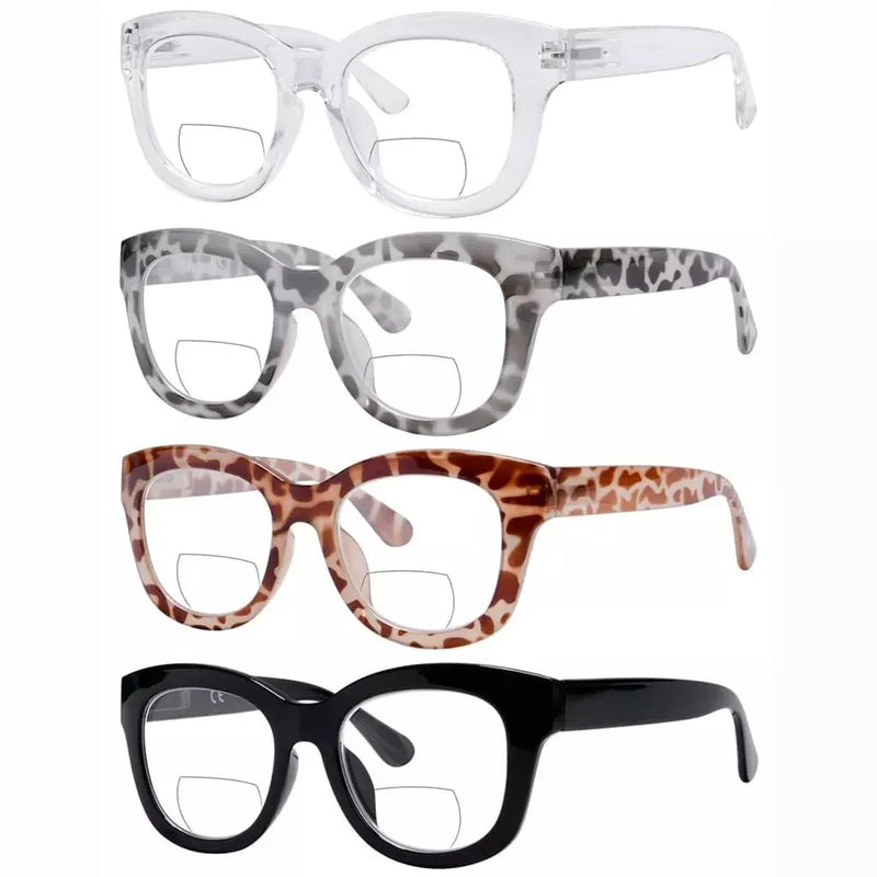 eyekeeper.com 4 Pack Bifocal Reading Glasses Oversized Square Readers BR1555 Eyeglasses White Smoke 4 Pairs Mix / +1.00,4 Pairs Mix / +1.50,4 Pairs Mix / +2.00,4 Pairs Mix / +2.50,4 Pairs Mix / +3.00