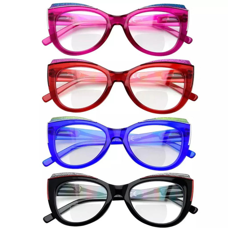 eyekeeper.com 4 Pack Stylish Cat-eye Bifocal Reading Glasses Cute Readers BR2118 Eyeglasses White Smoke 4 Pairs Mix / +1.00,4 Pairs Mix / +1.50,4 Pairs Mix / +2.00,4 Pairs Mix / +2.50,4 Pairs Mix / +3.00