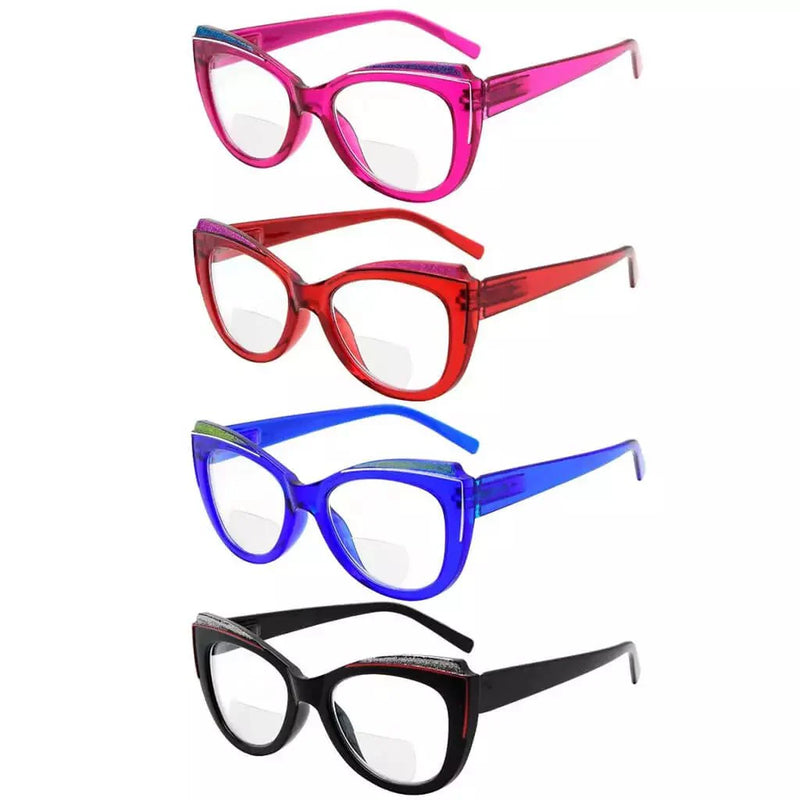 eyekeeper.com 4 Pack Stylish Cat-eye Bifocal Reading Glasses Cute Readers BR2118 Eyeglasses White Smoke 4 Pairs Mix / +1.00,4 Pairs Mix / +1.50,4 Pairs Mix / +2.00,4 Pairs Mix / +2.50,4 Pairs Mix / +3.00