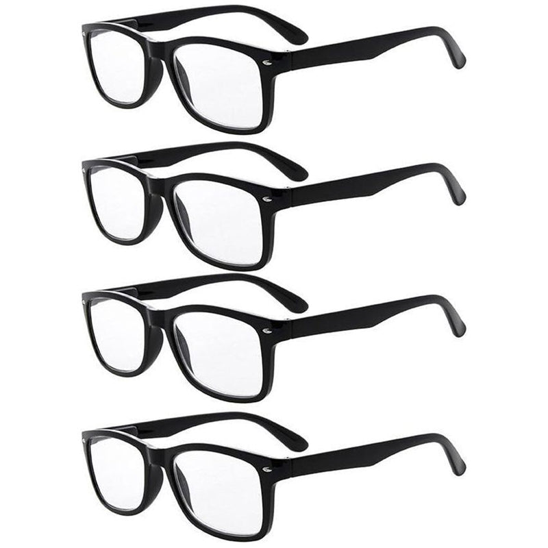 eyekeeper.com 4 Pack Stylish Rectangle Vintage Reading Glasses R075 Eyeglasses Dark Slate Gray Black-4pcs / +0.50,Black-4pcs / +0.75,Black-4pcs / +1.00,Black-4pcs / +1.25,Black-4pcs / +1.75,Black-4pcs / +2.50,Black-4pcs / +3.50