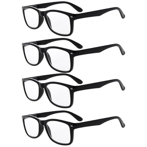 eyekeeper.com 4 Pack Stylish Rectangle Vintage Reading Glasses R075 Eyeglasses Dark Slate Gray Black-4pcs / +0.50,Black-4pcs / +0.75,Black-4pcs / +1.00,Black-4pcs / +1.25,Black-4pcs / +1.75,Black-4pcs / +2.50,Black-4pcs / +3.50