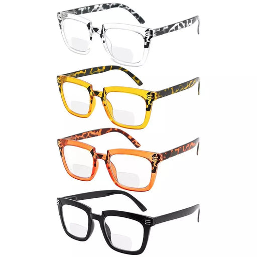 eyekeeper.com 4 Pack Stylish Rectangle Bifocal Reading Glasses BR2109 Eyeglasses White Smoke 4 Pairs Mix / +1.00,4 Pairs Mix / +1.50,4 Pairs Mix / +2.00,4 Pairs Mix / +2.50,4 Pairs Mix / +3.00