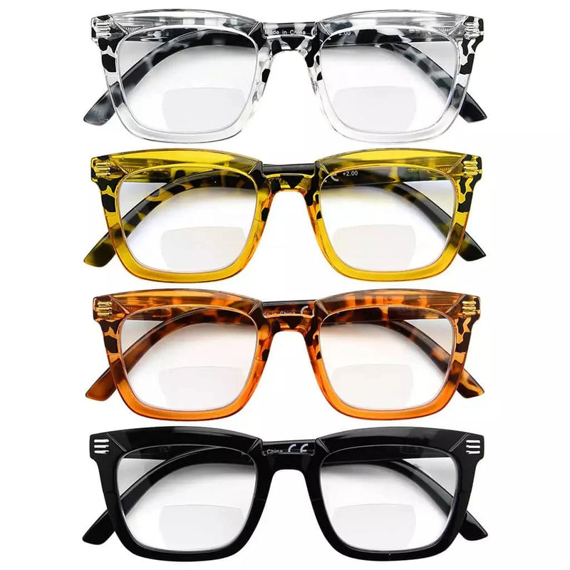 eyekeeper.com 4 Pack Stylish Rectangle Bifocal Reading Glasses BR2109 Eyeglasses White Smoke 4 Pairs Mix / +1.00,4 Pairs Mix / +1.50,4 Pairs Mix / +2.00,4 Pairs Mix / +2.50,4 Pairs Mix / +3.00