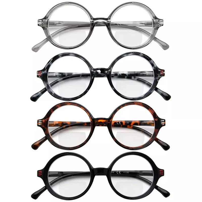 eyekeeper.com 4 Pack Stylish Round Bifocal Reading Glasses BR2025 Eyeglasses White Smoke 4 Pairs Mix / +1.00,4 Pairs Mix / +1.50,4 Pairs Mix / +2.00,4 Pairs Mix / +2.50,4 Pairs Mix / +3.00,4 Pairs Mix / +3.50