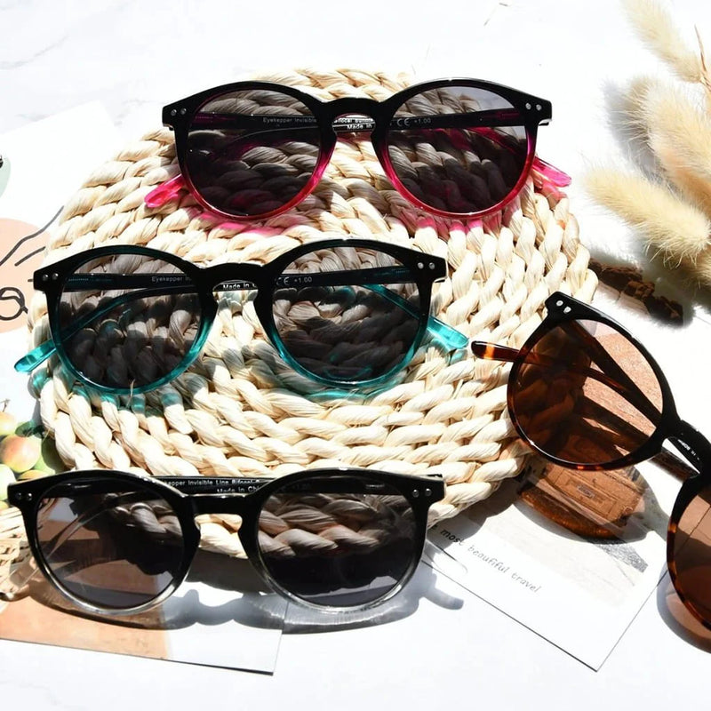 eyekeeper.com 4 Pack Stylish Round Bifocal Reading Sunglasses S005 Sunglasses White Smoke 4 Pairs Mix / +1.00,4 Pairs Mix / +1.50,4 Pairs Mix / +1.75,4 Pairs Mix / +2.00,4 Pairs Mix / +3.00