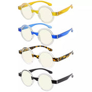 eyekeeper.com 4 Pack Stylish Round Blue Light Filter Readers UVR2007T Eyeglasses White Smoke 4 Pairs Mix / without magnification,4 Pairs Mix / +0.50,4 Pairs Mix / +0.75,4 Pairs Mix / +1.00,4 Pairs Mix / +1.25,4 Pairs Mix / +1.50,4 Pairs Mix / +1.75,4 Pairs Mix / +2.00,4 Pairs Mix / +2.50,4 Pairs Mix / +3.00