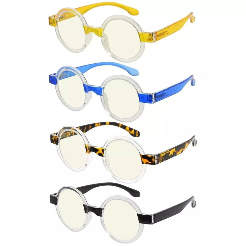 eyekeeper.com 4 Pack Stylish Round Blue Light Filter Readers UVR2007T Eyeglasses White Smoke 4 Pairs Mix / without magnification,4 Pairs Mix / +0.50,4 Pairs Mix / +0.75,4 Pairs Mix / +1.00,4 Pairs Mix / +1.25,4 Pairs Mix / +1.50,4 Pairs Mix / +1.75,4 Pairs Mix / +2.00,4 Pairs Mix / +2.50,4 Pairs Mix / +3.00