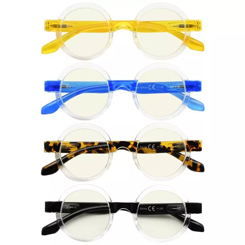 eyekeeper.com 4 Pack Stylish Round Blue Light Filter Readers UVR2007T Eyeglasses White Smoke 4 Pairs Mix / without magnification,4 Pairs Mix / +0.50,4 Pairs Mix / +0.75,4 Pairs Mix / +1.00,4 Pairs Mix / +1.25,4 Pairs Mix / +1.50,4 Pairs Mix / +1.75,4 Pairs Mix / +2.00,4 Pairs Mix / +2.50,4 Pairs Mix / +3.00