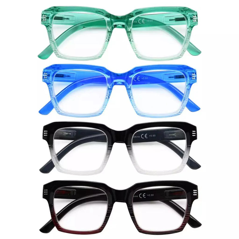 eyekeeper.com 4 Pack Stylish Square Reading Glasses R2024 Eyeglasses White Smoke 4 Pairs Mix / without magnification,4 Pairs Mix / +0.50,4 Pairs Mix / +0.75,4 Pairs Mix / +1.00,4 Pairs Mix / +1.25,4 Pairs Mix / +1.50,4 Pairs Mix / +1.75,4 Pairs Mix / +2.00,4 Pairs Mix / +2.25,4 Pairs Mix / +2.50,4 Pairs Mix / +3.00,4 Pairs Mix / +3.50