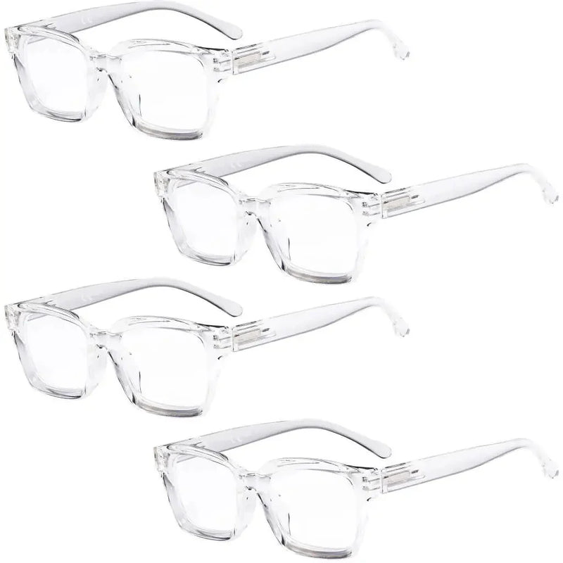 eyekeeper.com 4 Pack Stylish Square Reading Glasses Thicker Frame Readers R9106-A Eyeglasses White Smoke Clear-4pcs / without magnification,Clear-4pcs / +0.50,Clear-4pcs / +0.75,Clear-4pcs / +1.00,Clear-4pcs / +1.25,Clear-4pcs / +1.50,Clear-4pcs / +1.75,Clear-4pcs / +2.00,Clear-4pcs / +2.25,Clear-4pcs / +2.50,Clear-4pcs / +2.75,Clear-4pcs / +3.00,Clear-4pcs