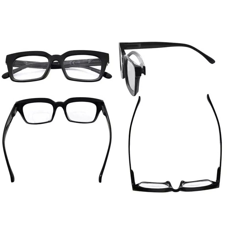 eyekeeper.com 4 Pack Thicker Frame Bifocal Reading Glasses Square Readers BR9106 Eyeglasses White Smoke 4 Pairs Mix / +1.00,4 Pairs Mix / +1.50,4 Pairs Mix / +2.00,4 Pairs Mix / +2.50,4 Pairs Mix / +3.00