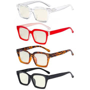eyekeeper.com 4 Pack Thicker Frame Blue Light Filter Reading Glasses UVR9106 Eyeglasses White Smoke 4 Pairs Mix / without magnification,4 Pairs Mix / +0.50,4 Pairs Mix / +0.75,4 Pairs Mix / +1.00,4 Pairs Mix / +1.25,4 Pairs Mix / +1.50,4 Pairs Mix / +1.75,4 Pairs Mix / +2.00,4 Pairs Mix / +2.50,4 Pairs Mix / +3.00