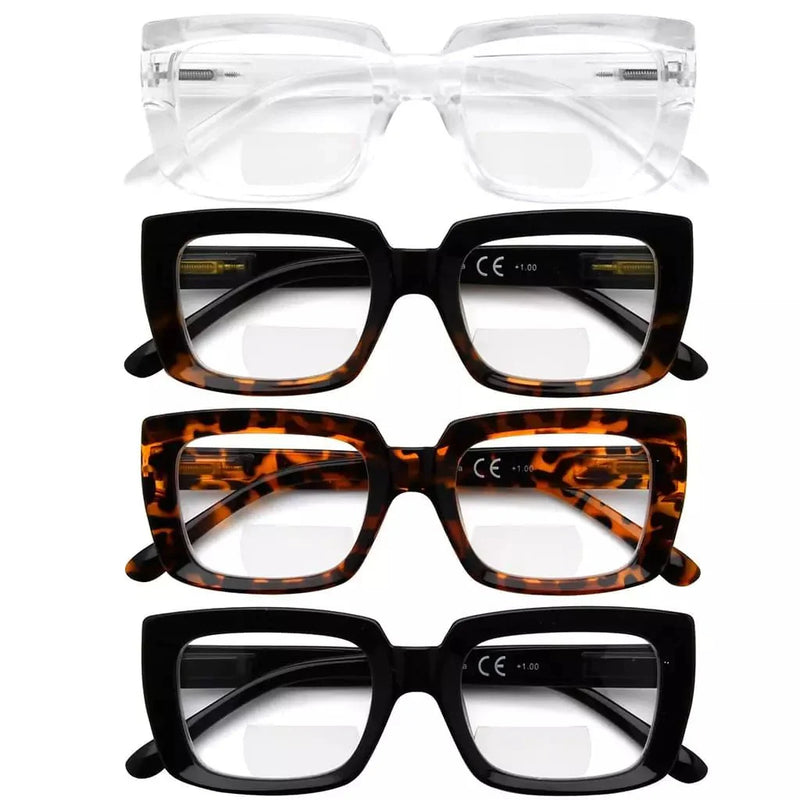 eyekeeper.com 4 Pack Thicker Frame Design Bifocal Reading Glasses BR9107 Eyeglasses White Smoke 4 Pairs Mix / +1.00,4 Pairs Mix / +2.50