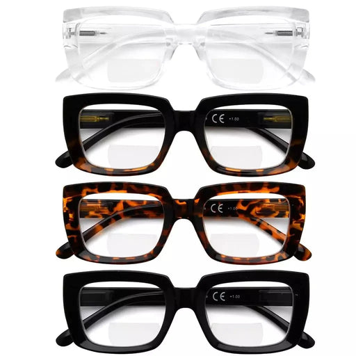 eyekeeper.com 4 Pack Thicker Frame Design Bifocal Reading Glasses BR9107 Eyeglasses White Smoke 4 Pairs Mix / +1.00,4 Pairs Mix / +2.50