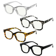 eyekeeper.com 4 Pack Thicker Frame Progressive Multifocus Reading Glasses M2002 Eyeglasses White Smoke 4 Pairs Mix / Select a Magnification Strength