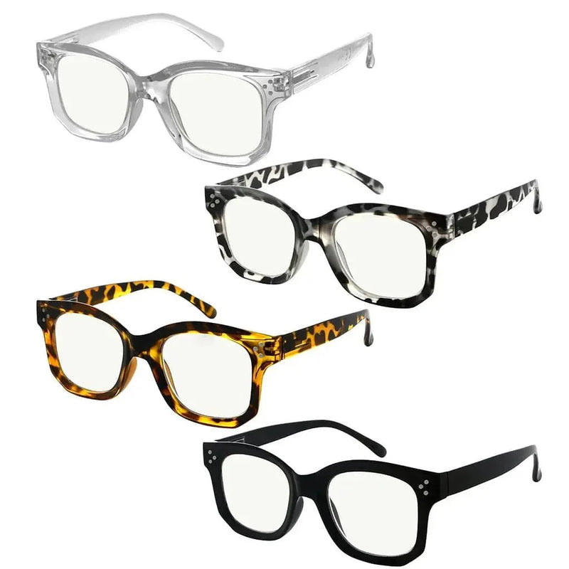 eyekeeper.com 4 Pack Thicker Frame Progressive Multifocus Reading Glasses M2002 Eyeglasses White Smoke 4 Pairs Mix / Select a Magnification Strength