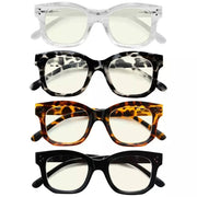 eyekeeper.com 4 Pack Thicker Frame Square Blue Light Filter Readers UVR2002 Eyeglasses White Smoke 4 Pairs Mix / Select a Magnification Strength,4 Pairs Mix / without magnification,4 Pairs Mix / +0.50,4 Pairs Mix / +0.75,4 Pairs Mix / +1.00,4 Pairs Mix / +1.25,4 Pairs Mix / +1.50,4 Pairs Mix / +1.75,4 Pairs Mix / +2.00,4 Pairs Mix / +2.50,4 Pairs Mix /