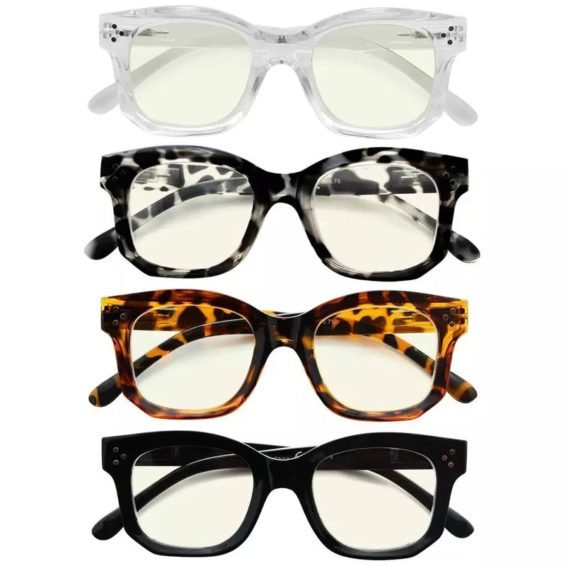 eyekeeper.com 4 Pack Thicker Frame Square Blue Light Filter Readers UVR2002 Eyeglasses White Smoke 4 Pairs Mix / Select a Magnification Strength,4 Pairs Mix / without magnification,4 Pairs Mix / +0.50,4 Pairs Mix / +0.75,4 Pairs Mix / +1.00,4 Pairs Mix / +1.25,4 Pairs Mix / +1.50,4 Pairs Mix / +1.75,4 Pairs Mix / +2.00,4 Pairs Mix / +2.50,4 Pairs Mix /